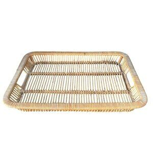 Danish Rattan Serving Tray Basket Artek Albini Style 1960 MCM Era